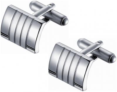 Polished and Satin Rhodium Cufflinks