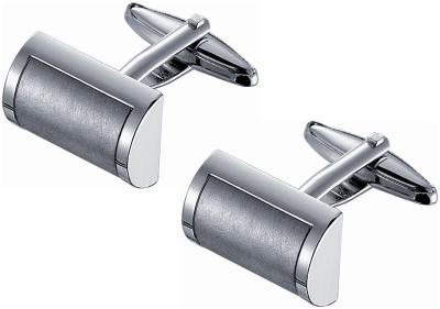 Dual Finish D Shaped Metal Cufflinks