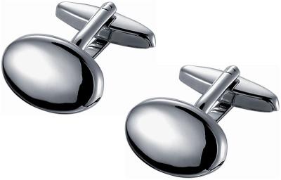Classic Polished Finished Oval Stainless Steel Cufflinks
