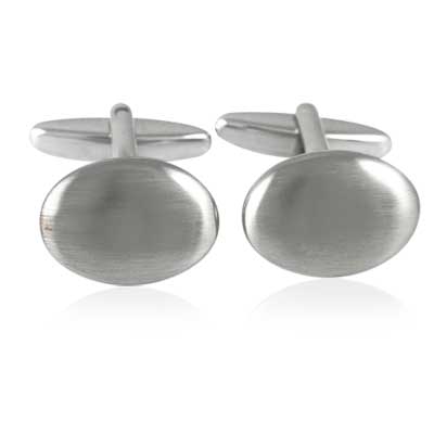 Classic Brushed Finished Oval Stainless Steel Cufflinks
