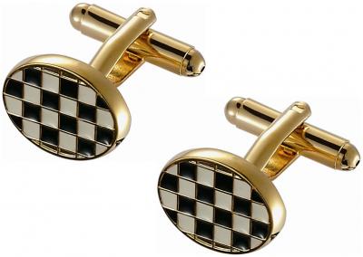 Black & White Checkerboard in Gold Frame Cufflinks