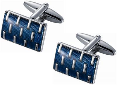 Blue Enamel and Rhodium Cufflinks