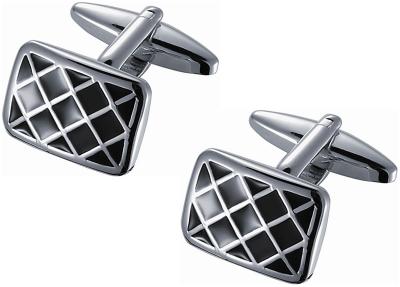 Black Enamel with Rhodium Cufflinks