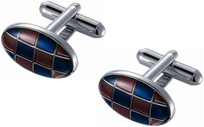 Oval Pink and Blue Enamel Cufflinks