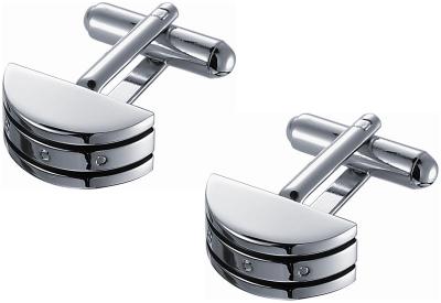 Polished Rhodium Cufflinks with Black Enamel