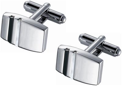 Rhodium Cufflinks with White Mother of Pearl and Black Onyx accents