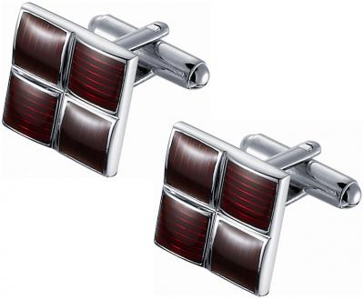Ridged Red Enamel Square Cufflinks