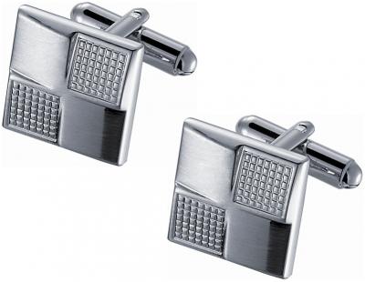 Dual Pattern Square Wavy Rhodium Cufflinks