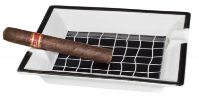 Ceramic Black and White Patio Cigar Ashtray