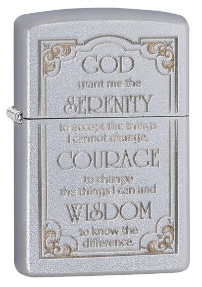 Zippo Serenity Prayer Satin Chrome Lighter