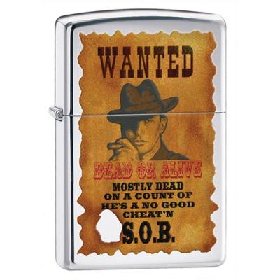 Zippo Wanted Poster High Polish Chrome Lighter