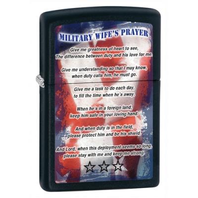 Zippo Military Wifes Prayer Black Matte Lighter
