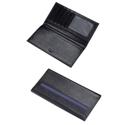 Caseti Hamond Ribbed Black Leather Mens Long Wallet