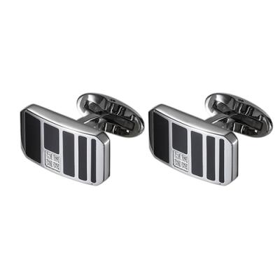 Caseti Sunderland Stainless Steel and Black Enamel Cufflinks