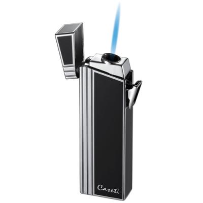 Caseti Black Lacquer Double Designed Compact Torch Flame Lighter
