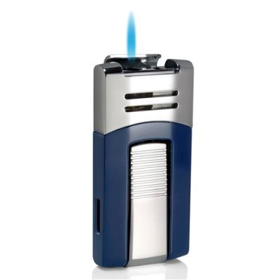 Caseti Corinth Blue & Chrome Single Torch Flame Cigar Lighter
