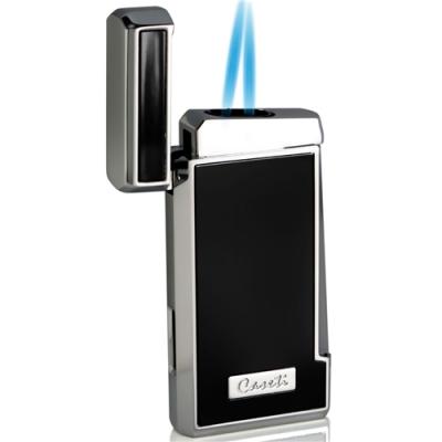 Caseti Tyros Black Lacquer Double Torch Flame Cigar Lighter