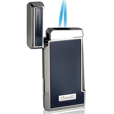 Caseti Tyros Blue Lacquer Double Torch Flame Cigar Lighter