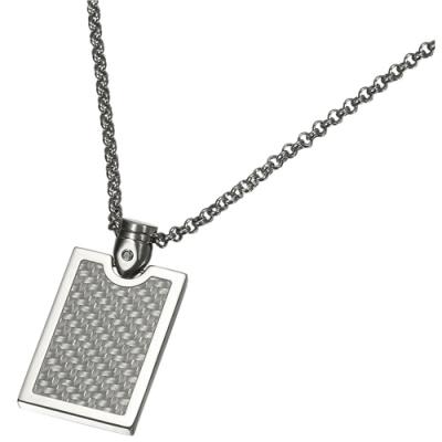 Caseti Indarra Silver Carbon Fiber Pendant with Chain