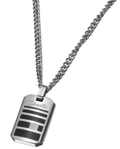Caseti Sunderland Stainless Steel and Black Enamel Pendant with Chain