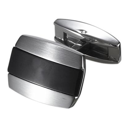 Caseti Racer Black Stripe Stainless Steel Cufflinks