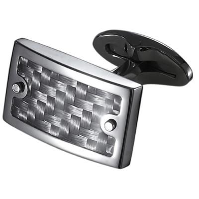 Caseti Om Silver Carbon Fiber Cuff Links
