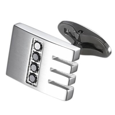 Caseti Thatcher Stainless Steel and Black Crystal Cuff Links