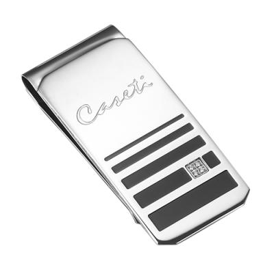 Caseti Bryan Stainless Steel and Black Enamel Money Clip