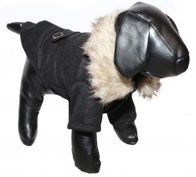 Buttoned Coast-Guard Fashion Faux-Fur Collared Wool Pet Coat
