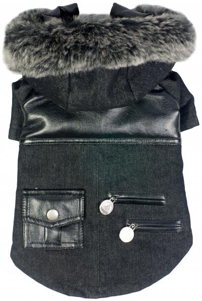 Ruff-Choppered Denim Fashioned Wool Pet Coat