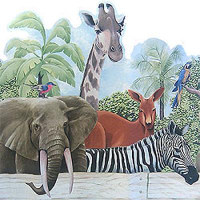 Jungle Animals Prepasted Wall Paper Wide Border Accent