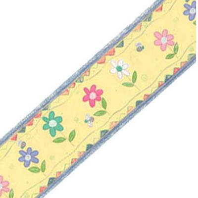 Yellow Bumblebee Daisy Flowers Prepasted Wall Border