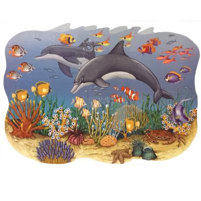 Ocean Seascape Mural Dolphins Self-Stick Wall Accent Set