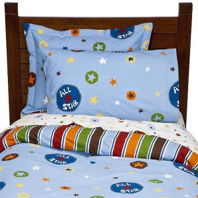 All Stars Blue Striped Full Comforter Sheets Bedding Set