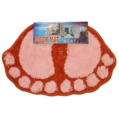 Foot Prints Pink-Red Shaggy Accent Floor Rug Door Mat