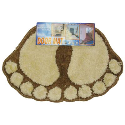 Foot Prints Brown-Beige Shaggy Accent Floor Rug Door Mat