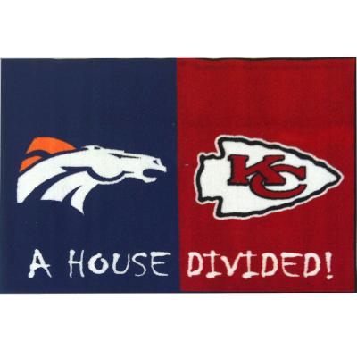 NFL Broncos-Chiefs House Divided Football Accent Floor Rug