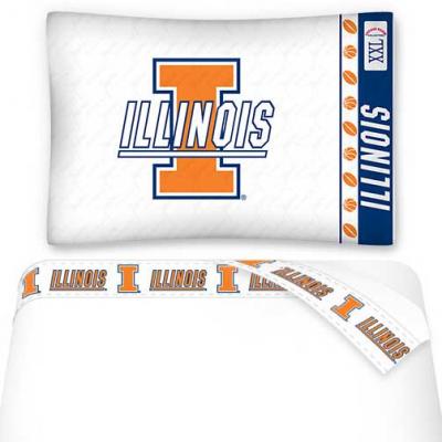 NCAA Illinois Illini Bed Sheets Set College Football Bedding