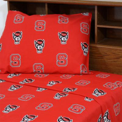 North Carolina State Sheets Collegiate Red Cotton Bedding