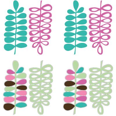 Espirit Wall Stickers Pink Leaves Die-Cut Accents