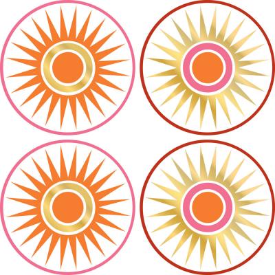 Geo Circles Dots Gold Sun Wall Accent Stickers