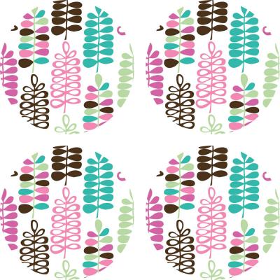 Espirit Dots Pink Leaves Circle Wall Accent Stickers