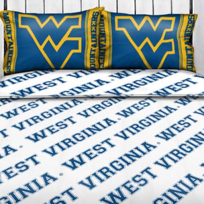 NCAA West Virginia Mountaineers Logo Full Bed Sheet Set