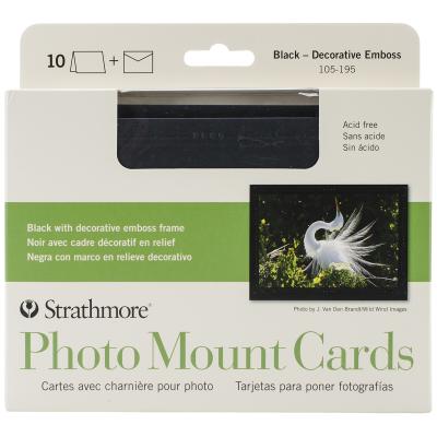 Strathmore Cards & Envelopes 5'X6.875' 10/Pkg-Black W/Decorative Emboss Frame