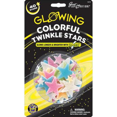 Glow-In-The-Dark Star Packs-Colorful Twinkle Stars 40/Pkg