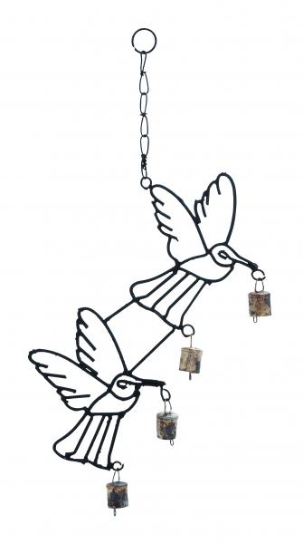 High quality metal bird wind chime with curvy base