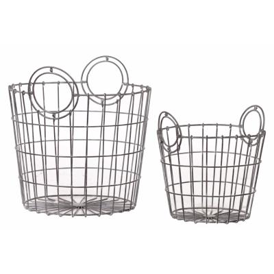 Charming french market bag replica metallic wire mesh basket (Set of two)