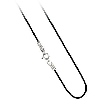 Sterling Silver 1mm Black Leather Cord Chain Necklace 14' 16', 18', 20', 24', 30'