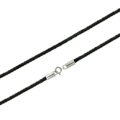 Sterling Silver 2.5mm Black Leather Braided Cord Chain Necklace 16' 18' 20' 24' 30'