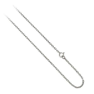 Black Rhodium Overlay Sterling Silver 1mm Rolo Chain Necklace 14' 16' 18' 20' 24' 30' 36'